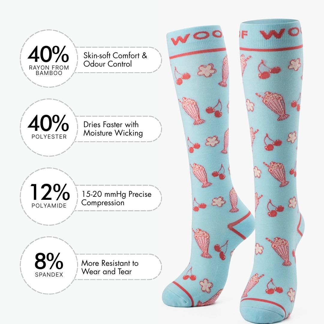 Cherry Milkshake Bamboo Compression Socks